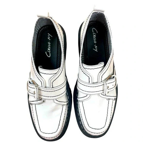 Sam Edelman NWOT Circus NY Womens White Retro Style Chunky Adj. Strap Loafer 9.5 - Picture 2 of 8